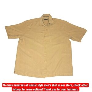 REI Shirt Mens Large Tan Short Sleeve Button Up Pocket Outdoor Hiking‎ Casual